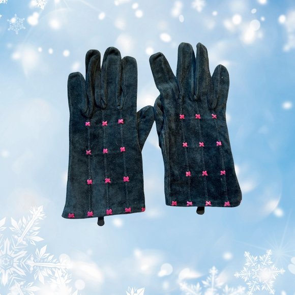 Redfish Designs Black Suede Leather Gloves - Picture 1 of 2